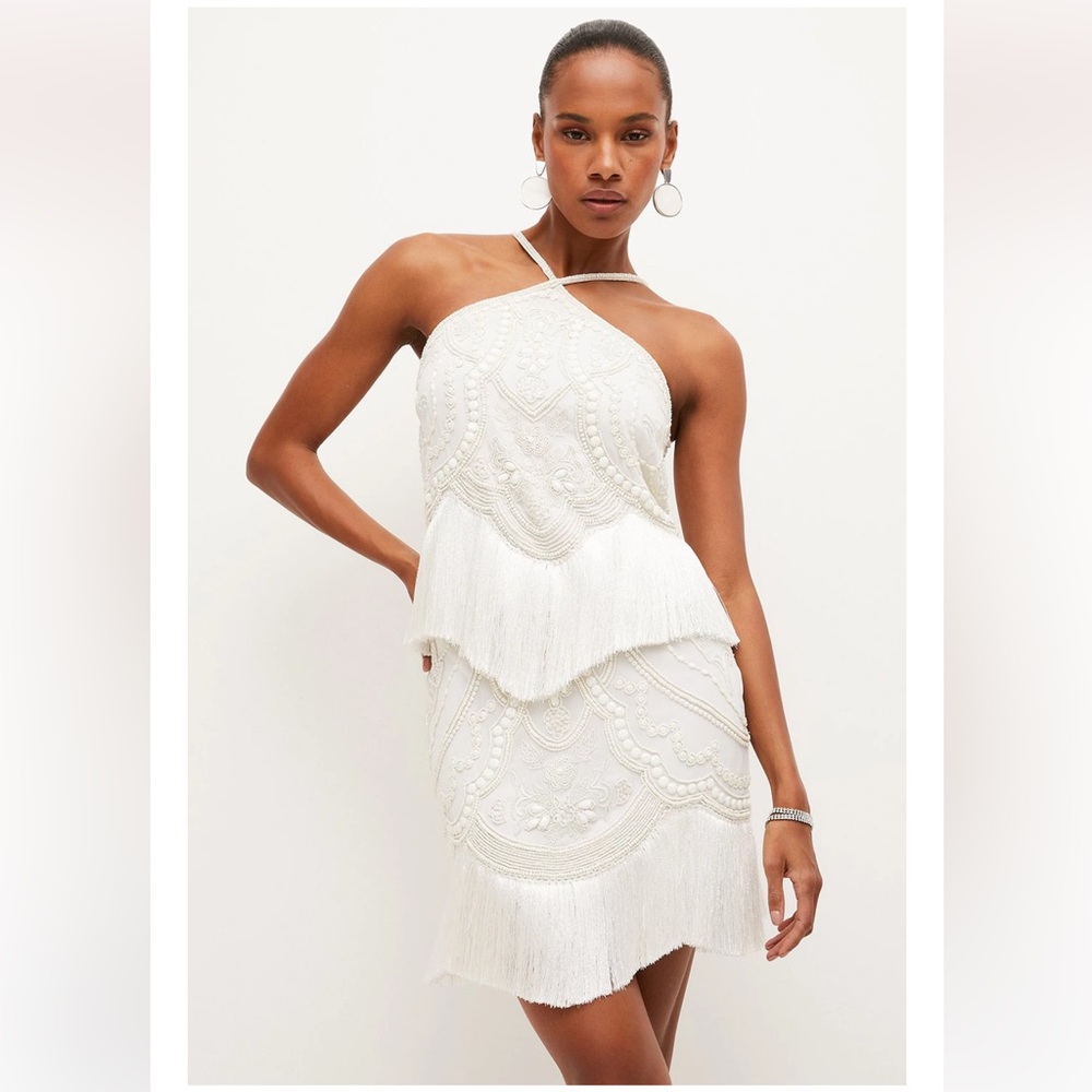 Karen Millen Fringed Beaded Halter Top & Skirt